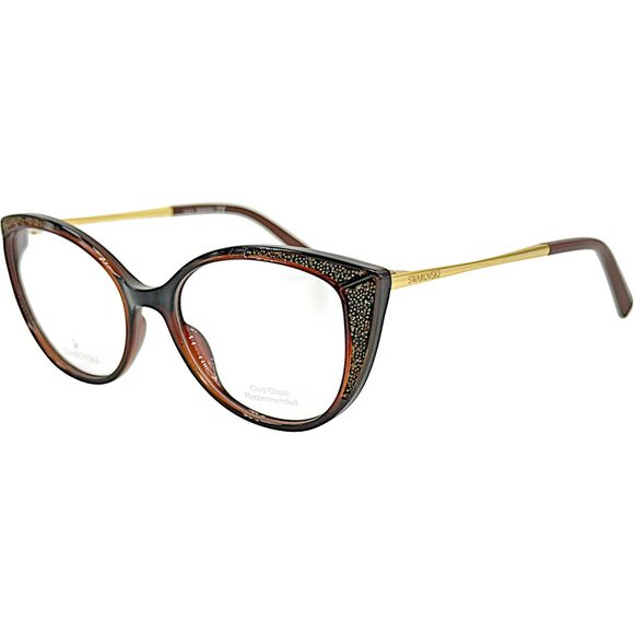 Swarovski SK5362 Womens Plastic Eyeglass Frame 048 Shiny Dark Brown 53-17 main image 4